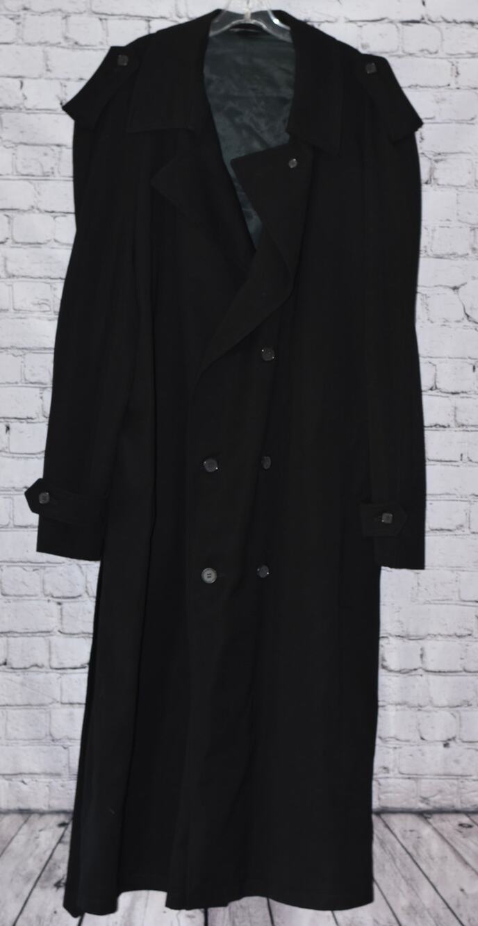 Vintage Pierre Balmain Navy Double Breasted Wool Trench Coat L48